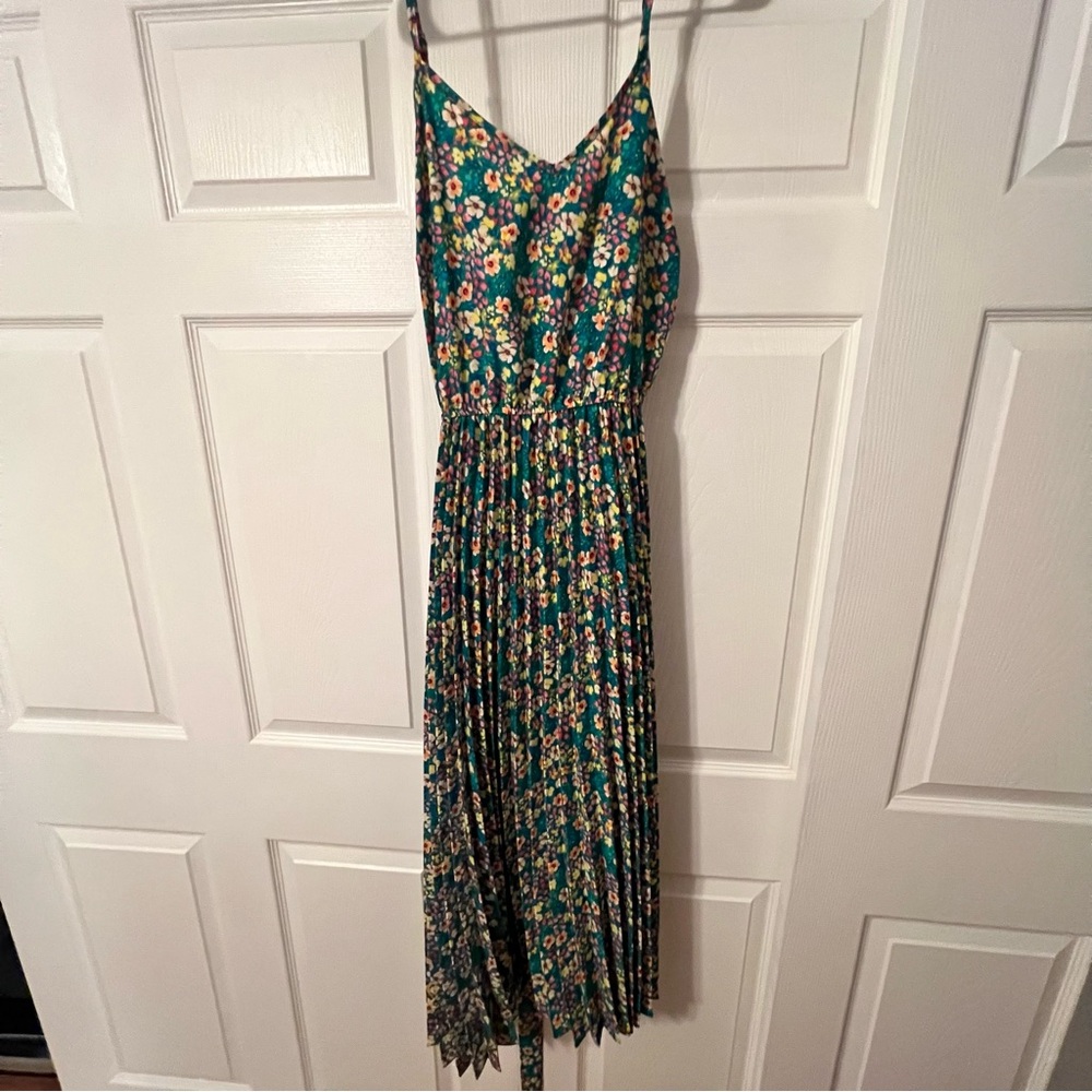 SHEIN Floral Midi Dress in Green and Yellow